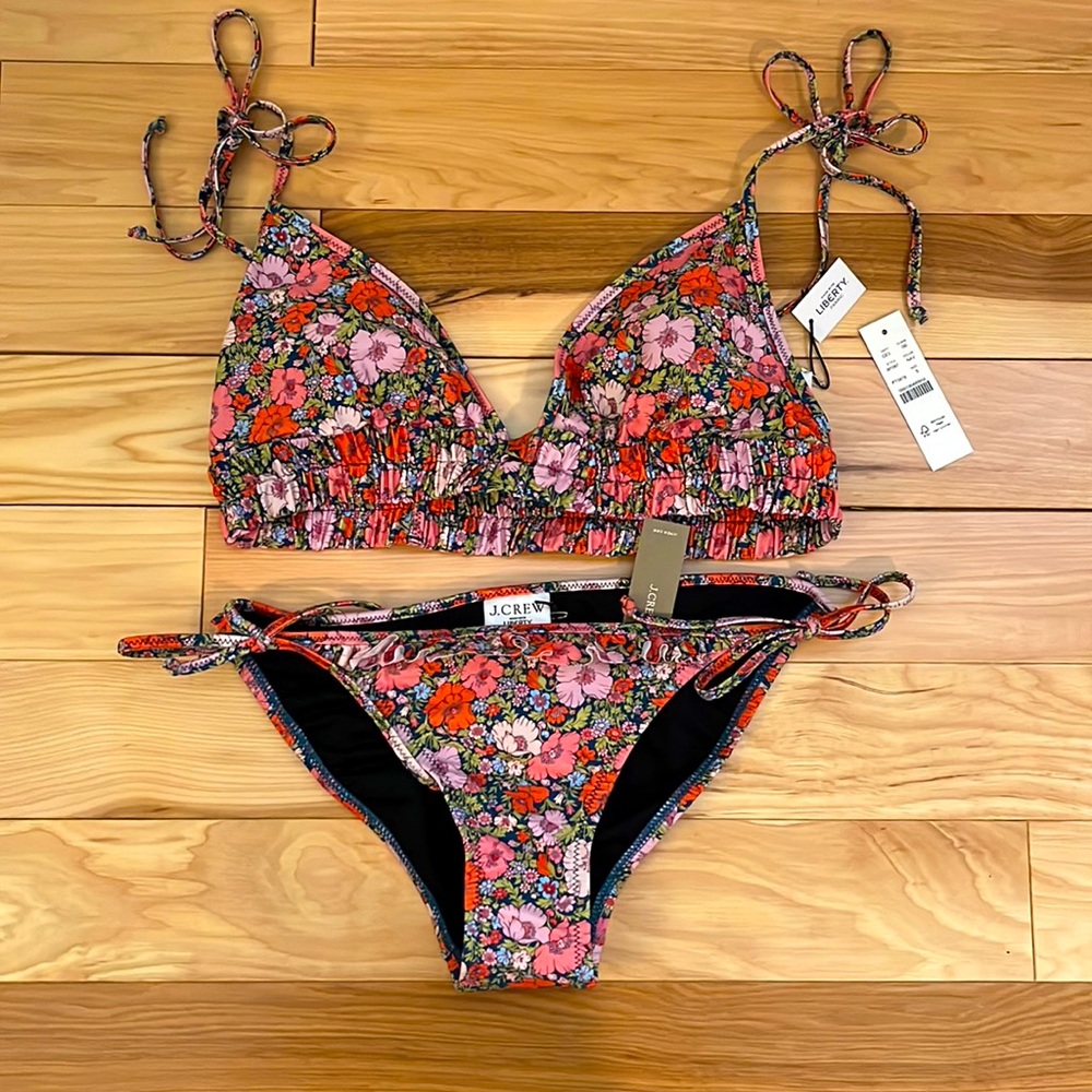 JCREW floral bikini size S NWT